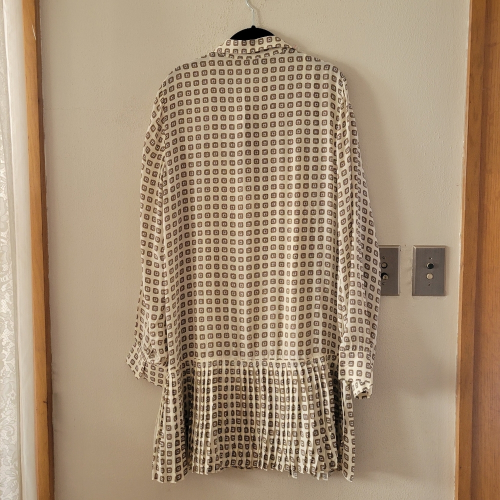 J. Crew New Amelia Shirt Dress in Foulard Print - Large Tall - ivory, black - Picture 11 of 13